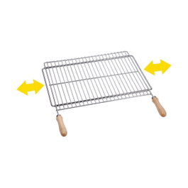 Sauvic Parrilla extensible de acero zincado con mangos de madera 60-70 x 40 cm