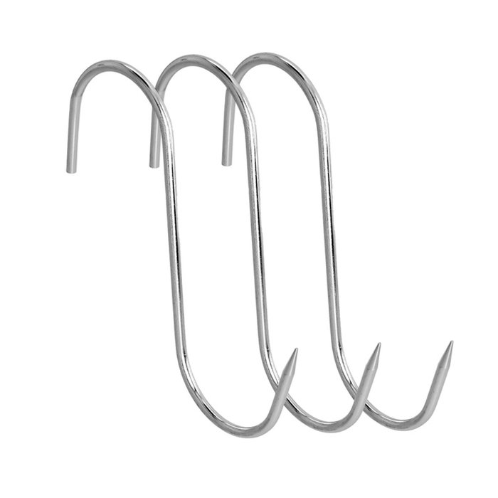 Sauvic Gancho Carnicero de Acero Inoxidable 18/8 de 18 cm, 3 unidades