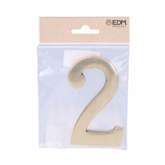 Edm Número 2 de latón pulido, 10 cm, Oro viejo Edm Número 2 de latón pulido, 10 cm, Oro viejo