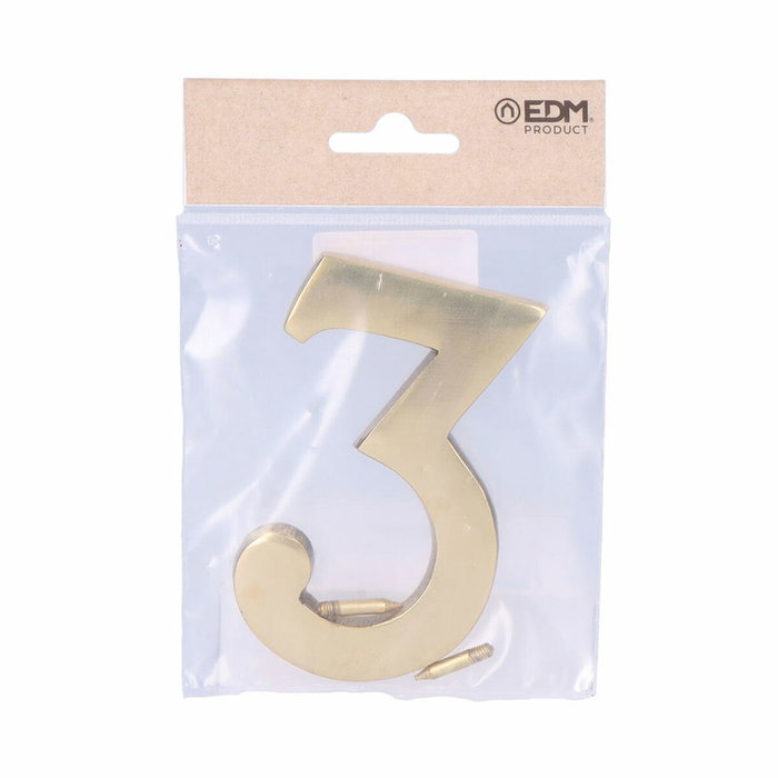 Edm Número 3 de latón, 10 cm, Oro viejo