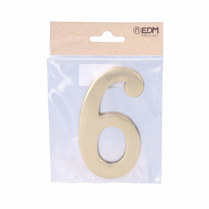 Edm Número 6 de latón pulido, 10 cm, color oro viejo