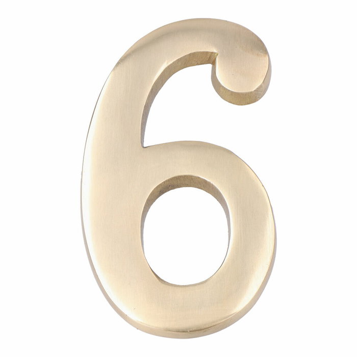 Edm Número 6 de latón pulido, 10 cm, color oro viejo