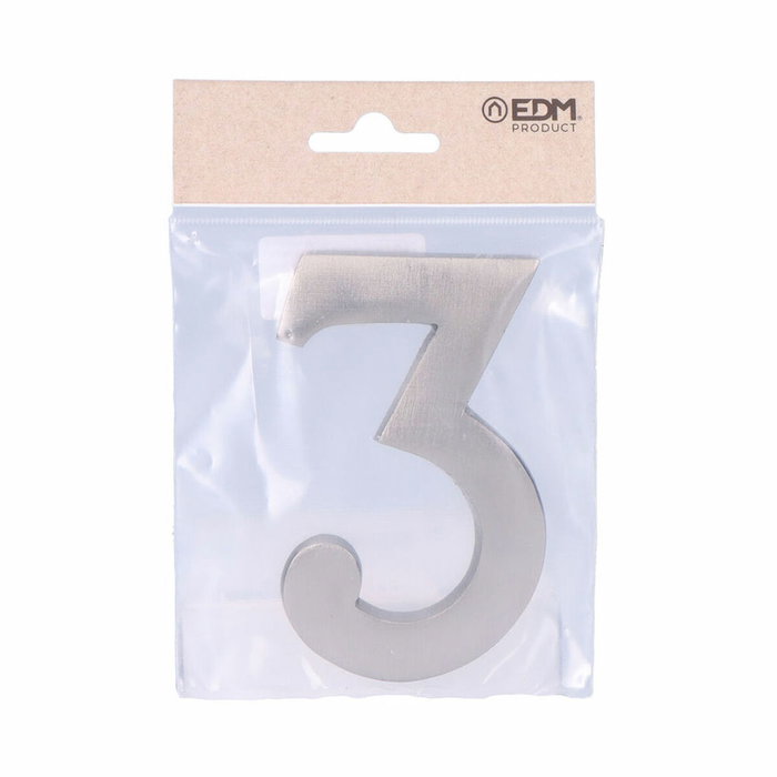Edm Número 3 de Níquel Mate 10 cm con Fijación Invisible