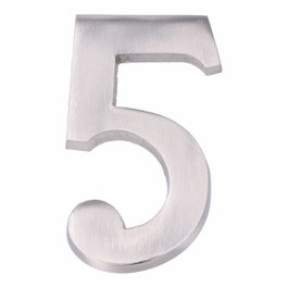 Edm Número 5 de níquel con acabado mate y fijación invisible, 10 cm