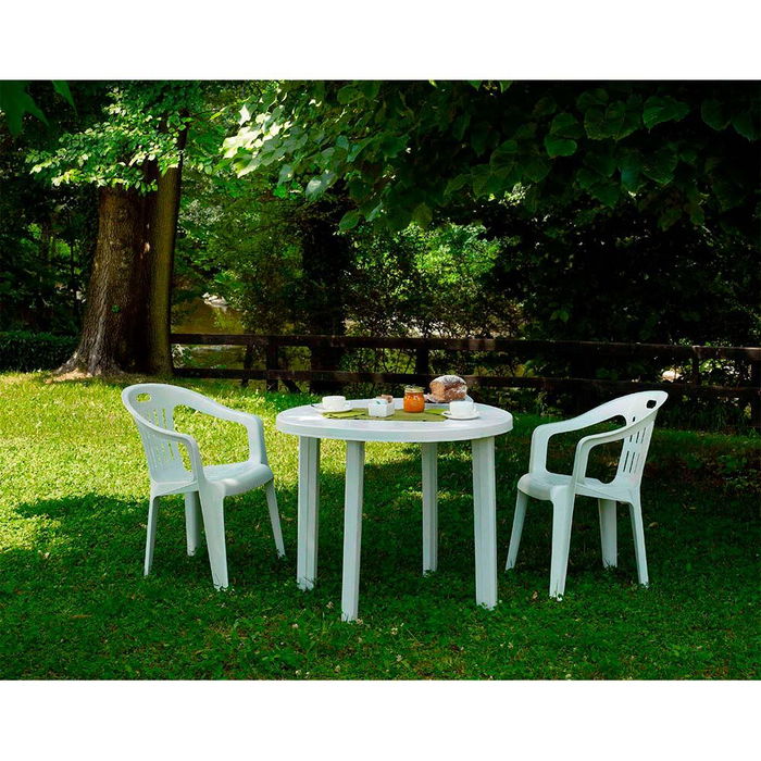 Ipae Progarden Mesa Redonda Tondo Ø90 x 72 cm Blanca Exterior Resina Uso Doméstico
