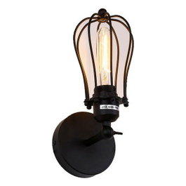 Edm Aplique de pared metálico vintage negro E27