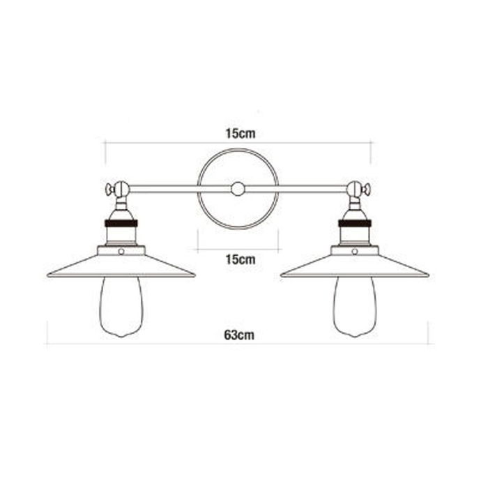 Edm Aplique de Pared Doble Vintage Metálico E27 60W 63 x 29 cm Negro Edm Aplique de Pared Doble Vintage Metálico E27 60W 63 x 29 cm Negro