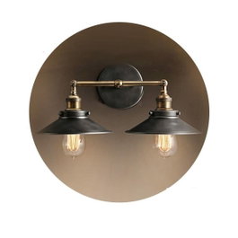 Edm Aplique de pared doble vintage metálico negro E27