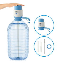 Gourmet Kitchen Dispensador de Agua Manual para Garrafas de 5 y 8 Litros - Fácil Uso y Limpieza, Azul/Blanco