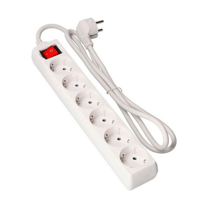 Edm Base múltiple de 6 tomas con interruptor luminoso y cable de 5 m, blanca