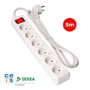 Edm Base Múltiple 6 Tomas 2p+t Con Interruptor Luminoso, Cable 5m H05vv-f 3g1,5 Mm², Blanca