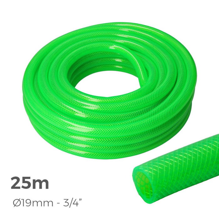 Edm Manguera de Jardín Riego ø19 mm 3/4" 25 m Verde Fluor PVC 3 Capas Anti-algas Edm Manguera de Jardín Riego ø19 mm 3/4" 25 m Verde Fluor PVC 3 Capas Anti-algas