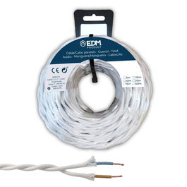 Edm H07V-K Cable Paralelo Textil Trenzado 2 x 2,50 mm² Blanco, 25 m