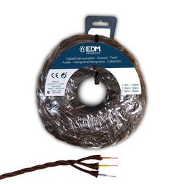 Edm H05VV-F 3G1.50 Cable Paralelo Textil Trenzado Marrón 25 m
