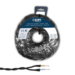 Edm Cable H05VV-F Textil Trenzado Negro 2 x 1,50 mm², 25 m