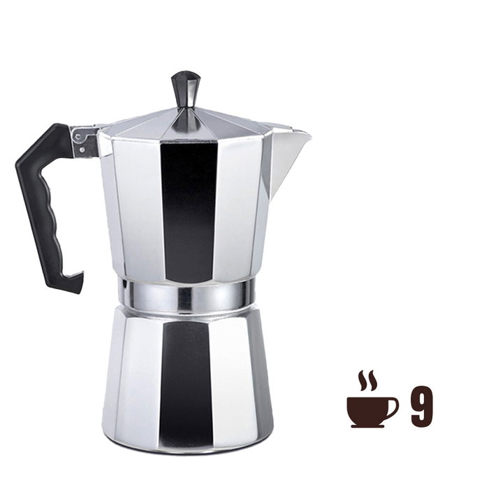 Gourmet Kitchen Cafetera de aluminio de 9 tazas, Cromado