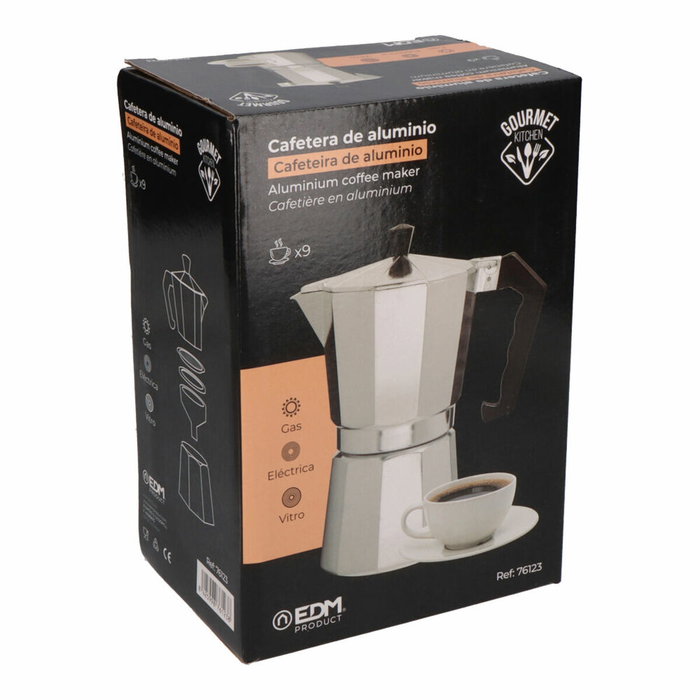 Gourmet Kitchen Cafetera de aluminio de 9 tazas, Cromado