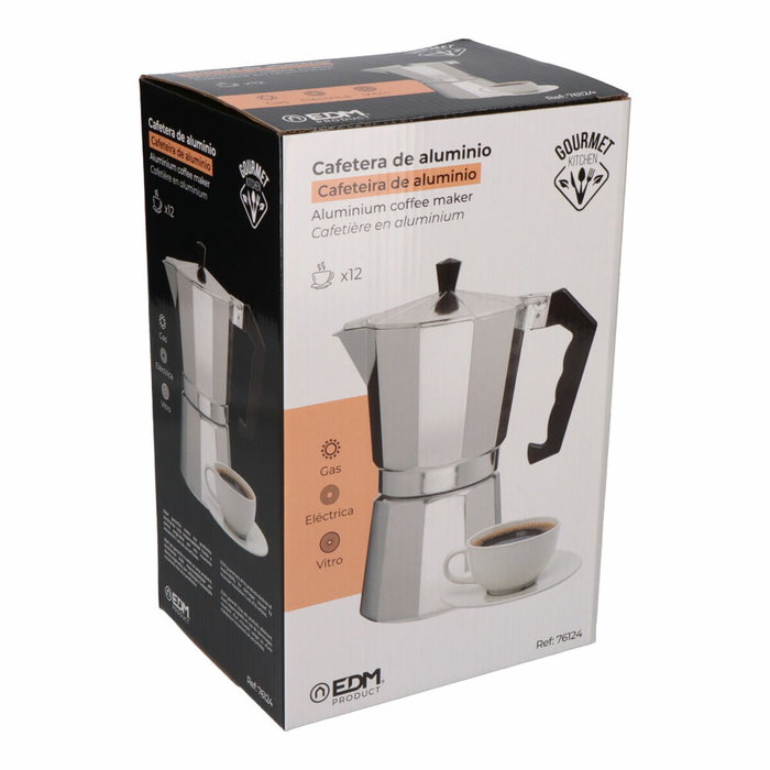 Gourmet Kitchen Cafetera de aluminio 12 tazas Cromado Gourmet Kitchen Cafetera de aluminio 12 tazas Cromado