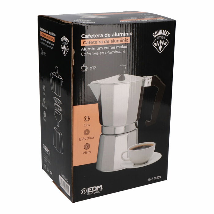 Gourmet Kitchen Cafetera de aluminio 12 tazas Cromado Gourmet Kitchen Cafetera de aluminio 12 tazas Cromado