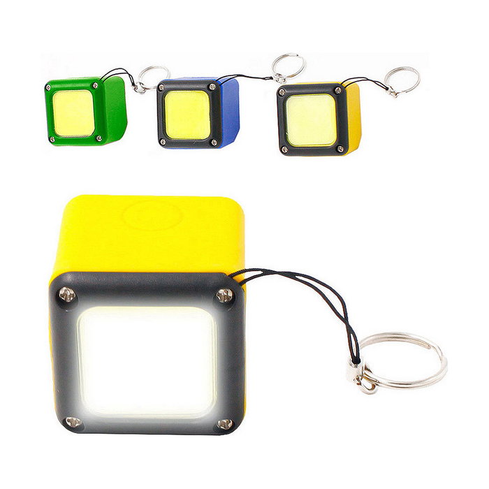 Edm Linterna Cubo LED Recargable COB 3W 300lm 1000mAh con USB + Imán, Función Power Bank, Colores Surtidos