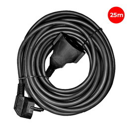 Edm Prolongador con 1 toma 25m H05VV-F 3G1,5mm², Negro, 250V~ 16A