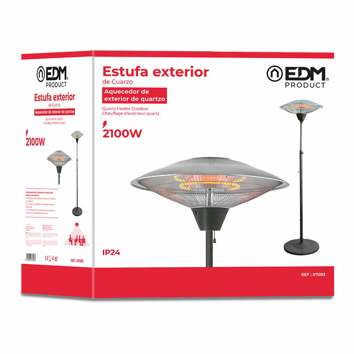 Edm Estufa de cuarzo de exterior 2100 W con pie