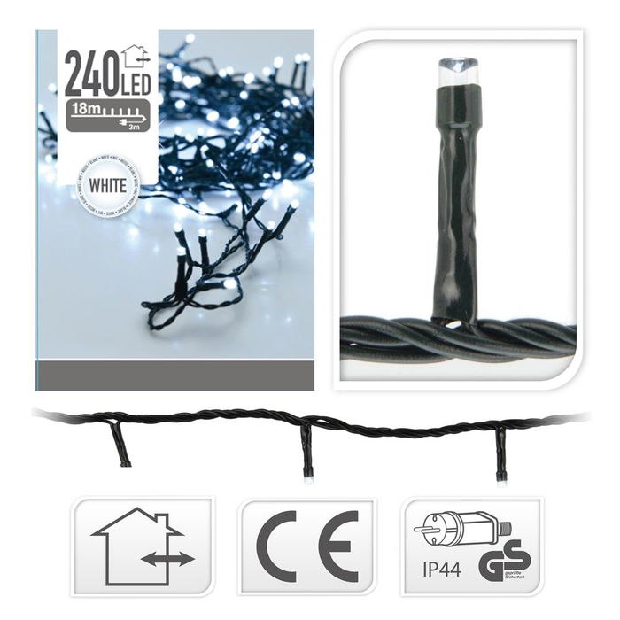 Guirnalda Fija 240 LEDs Luz Fría, Exterior, 18 m