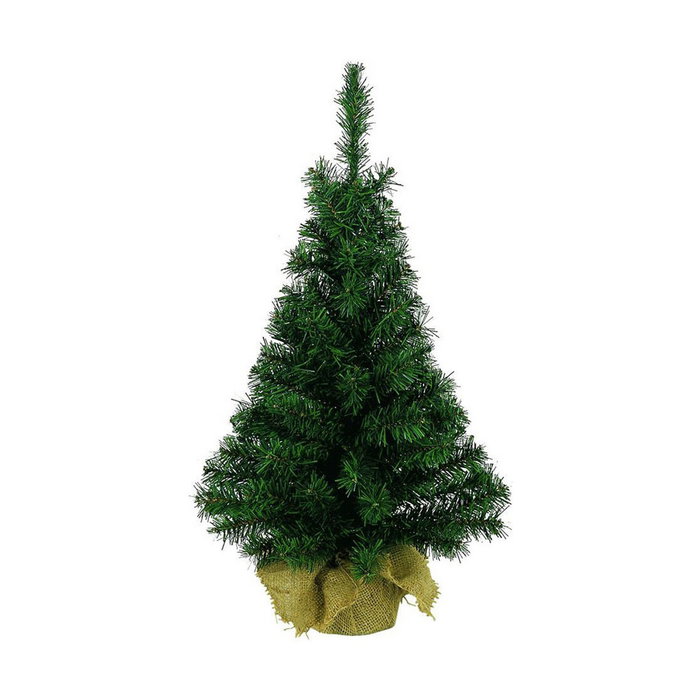 Everlands Mini árbol de navidad de 60 cm con 60 ramas y saco de arpillera