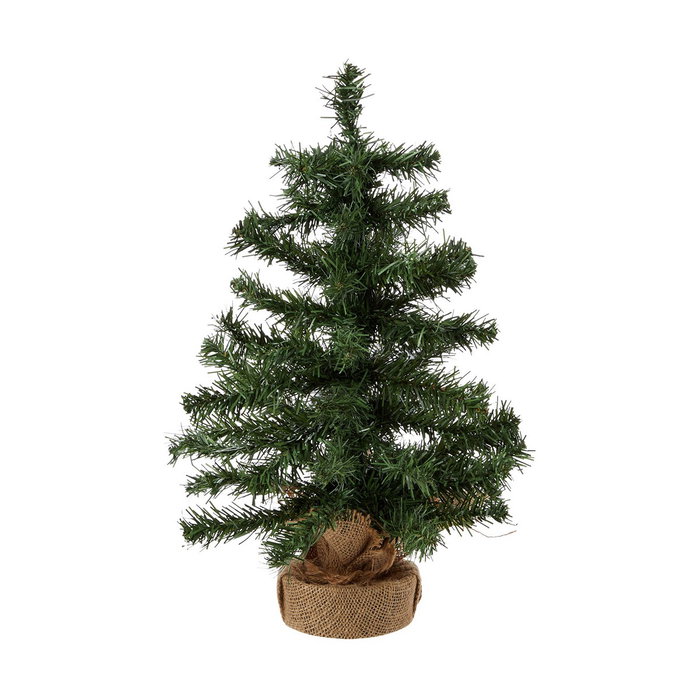 Everlands Mini árbol de navidad de 60 cm con 60 ramas y saco de arpillera