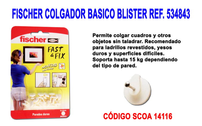 Fischer Colgador básico Fast&Fix 534843 (blíster de 12 unidades) inevitable Fischer Colgador básico Fast&Fix 534843 (blíster de 12 unidades) inevitable