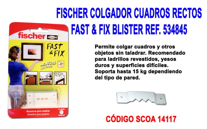 Fischer Colgador de cuadros rectos fast&fix 534845 (10 unidades)