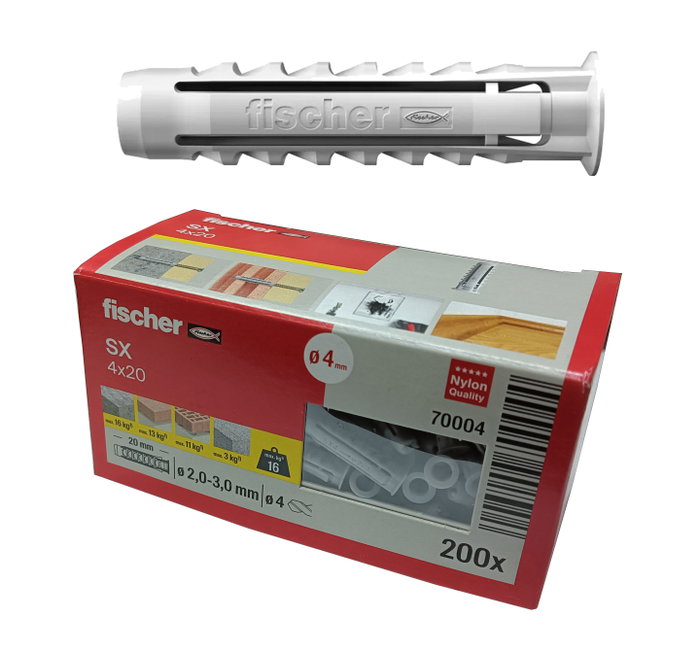 Fischer Taco SX Plus ø4 x 20 mm, caja de 200 unidades Fischer Taco SX Plus ø4 x 20 mm, caja de 200 unidades