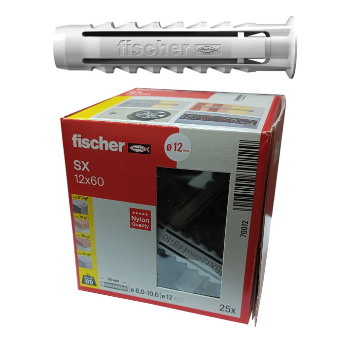 FISCHER Tacos SX Gris 12x60 mm (Caja de 25 unidades)</h1> FISCHER Tacos SX Gris 12x60 mm (Caja de 25 unidades)</h1>