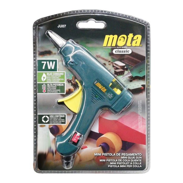 Mota Herramientas Pistola Pegamento Silicona Ju07 Mini Pistola 7w Compatible Con Barras de Silicona ø7 x 110 mm Mota Herramientas Pistola Pegamento Silicona Ju07 Mini Pistola 7w Compatible Con Barras de Silicona ø7 x 110 mm