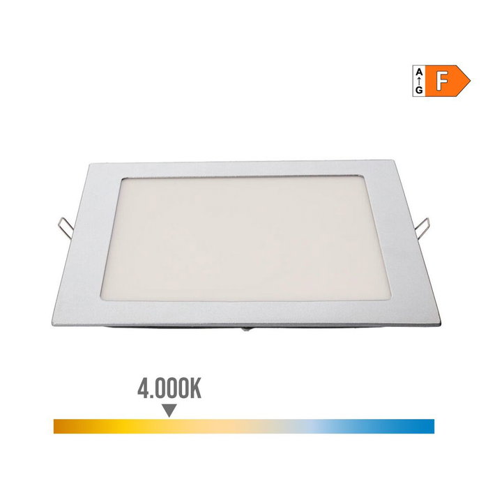Edm Downlight Led Empotrable Cuadrado 20w Luz Día 4000k 1500lm Cromado 22 x 22 cm Edm Downlight Led Empotrable Cuadrado 20w Luz Día 4000k 1500lm Cromado 22 x 22 cm