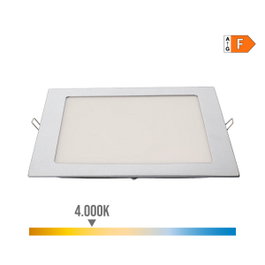 Edm Downlight LED empotrable cuadrado 20W luz día 4000K cromado 22x22 cm