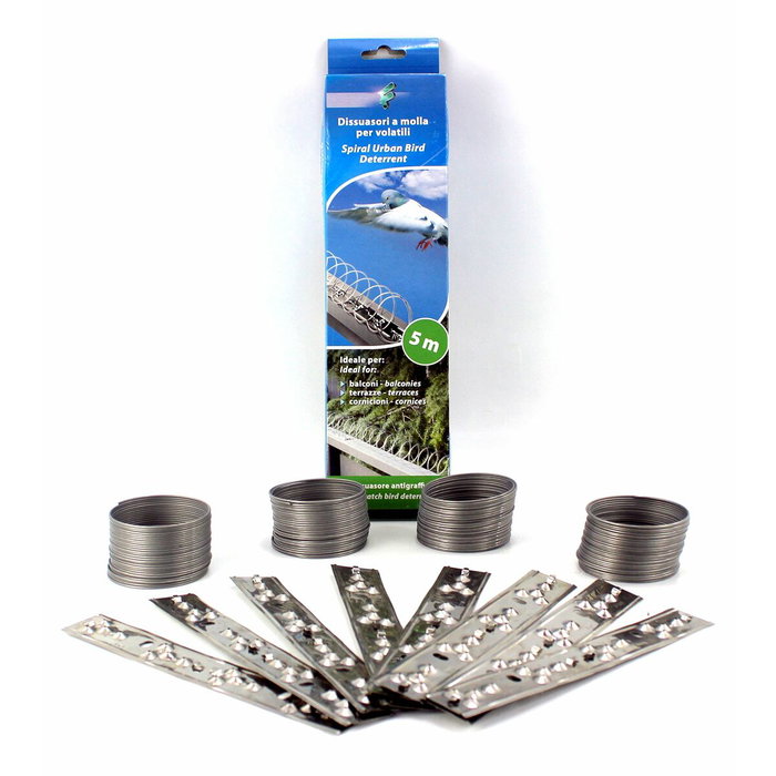Euro Birds Disuasorio espiral para aves de acero inoxidable, 5 m