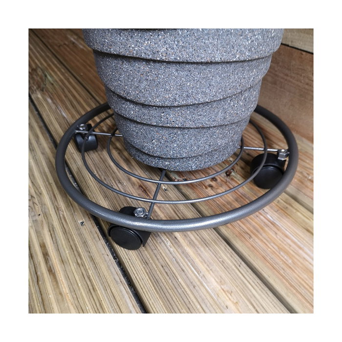 Ipae Progarden Base metálica de 4 ruedas 35 x 6,5 cm Gris