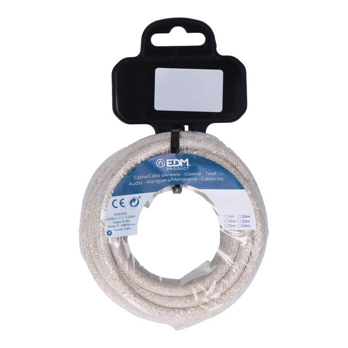 Edm Cable Cordón Tubular h03vv-f 2 x 0,75 mm² Lino, 5 m