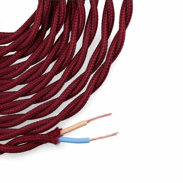 Edm Carrete cable textil trenzado H03VV-F 2 x 0,75 mm² burdeos, 5 m Edm Carrete cable textil trenzado H03VV-F 2 x 0,75 mm² burdeos, 5 m