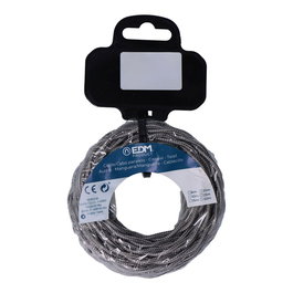 Edm H03VV-F Cable Textil Trenzado 2 x 0,75 mm² Gris Oscuro, 5 m