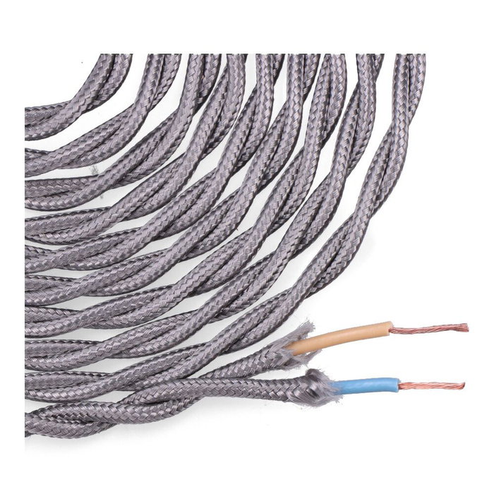 Edm H03VV-F Cable Textil Trenzado 2 x 0,75 mm² Gris Oscuro, 5 m