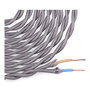 Edm H03VV-F Cable Textil Trenzado 2 x 0,75 mm² Gris Oscuro, 5 m