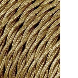 Edm H03VV-F Cable Textil Trenzado 2 x 0,75 mm² Oro Oscuro, 5 m
