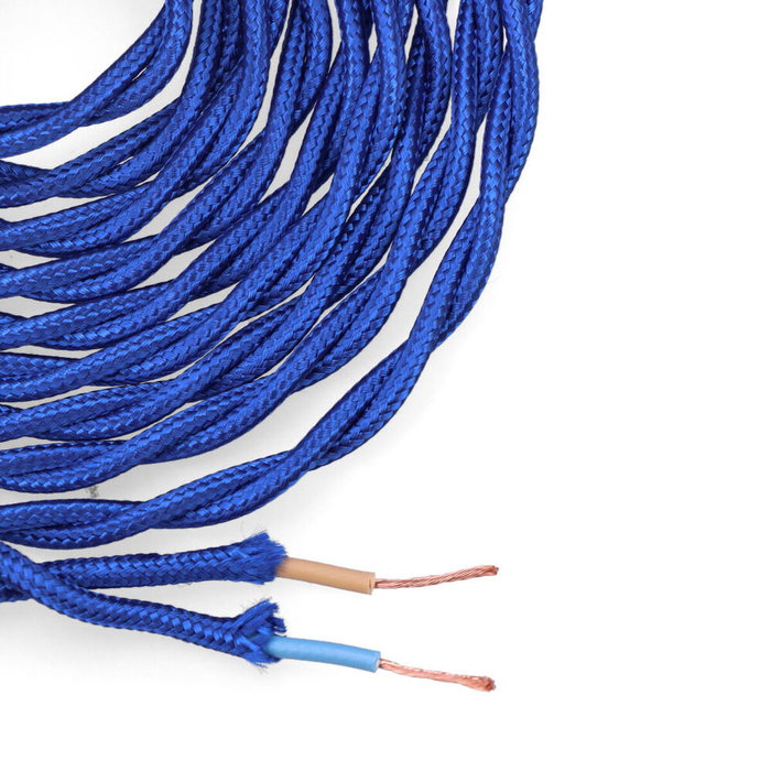 Edm Carrete cable textil trenzado H03VV-F 2 x 0,75 mm² azul, 5 m