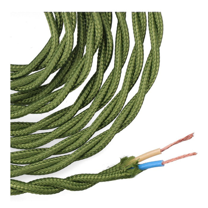 Edm Carrete cable textil trenzado H03VV-F 2 x 0,75 mm² verde, 5 m