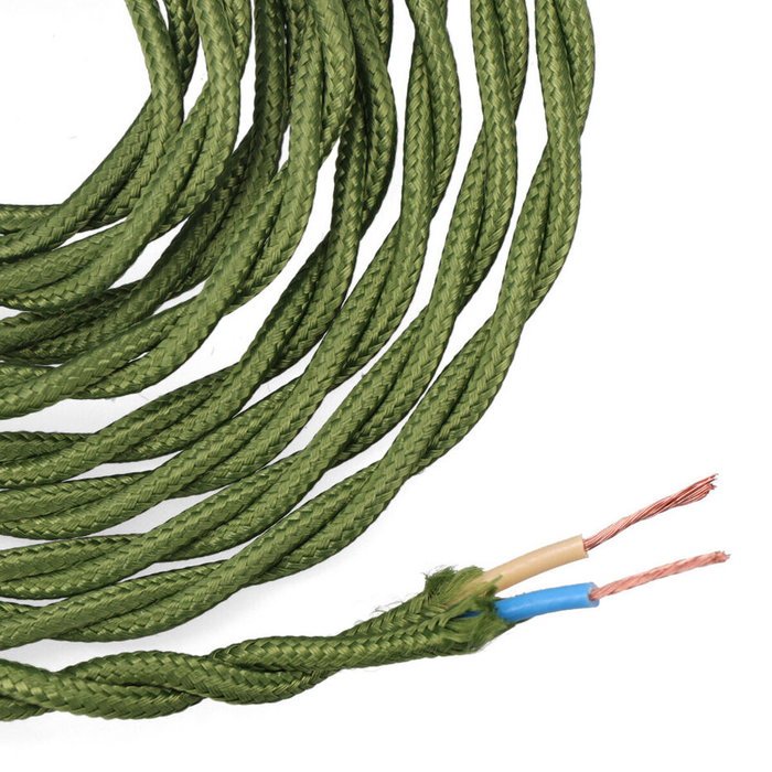 Edm Carrete cable textil trenzado H03VV-F 2 x 0,75 mm² verde, 5 m
