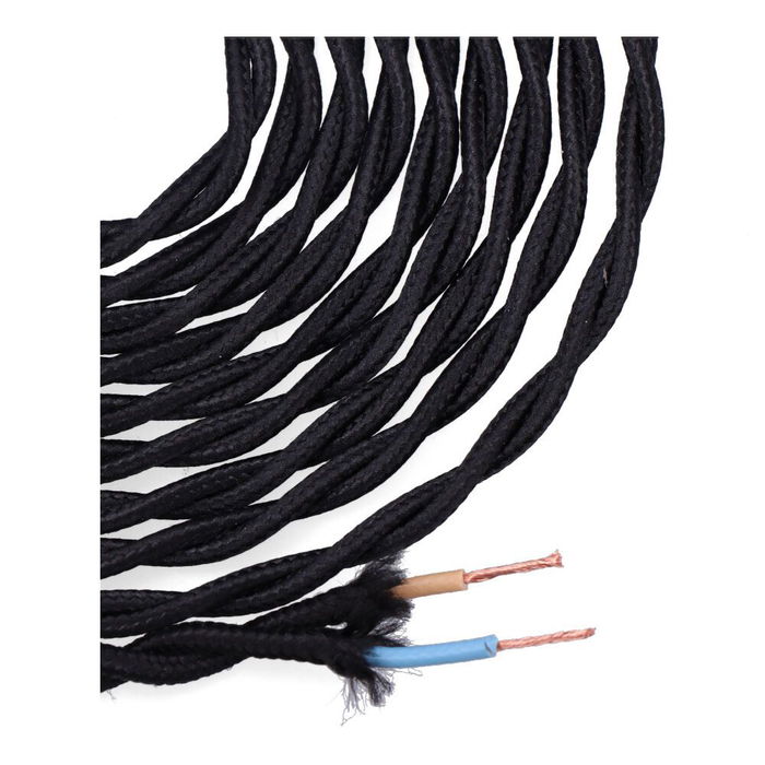 Edm Carrete H03VV-F Cable Textil Trenzado 2 x 0,75 mm² Negro 5 m