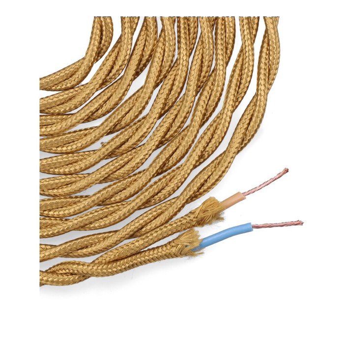 Edm Carrete cable textil trenzado H03VV-F 2 x 0,75 mm² oro oscuro, 5 m Edm Carrete cable textil trenzado H03VV-F 2 x 0,75 mm² oro oscuro, 5 m