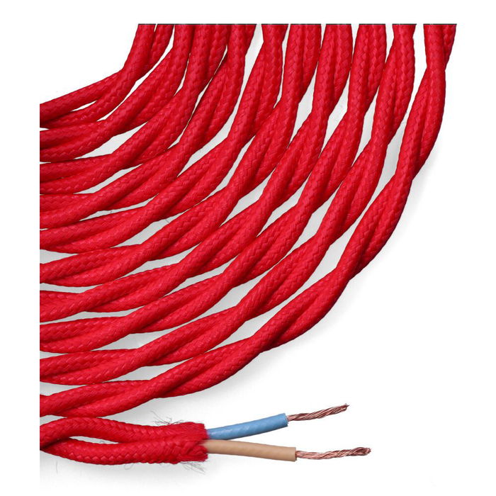 Edm Cable Textil Trenzado H03VV-F 2 x 0,75 mm² Rojo, 5 m